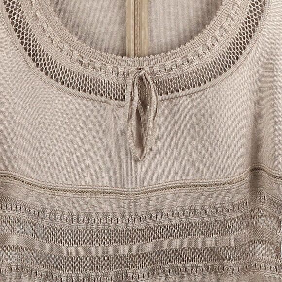 AZZEDINE ALAIA ICONIC VINTAGE SEMI SHEER CROCHET KNIT NEUTRAL DRESS SIZE SMALL - Picture 8 of 11